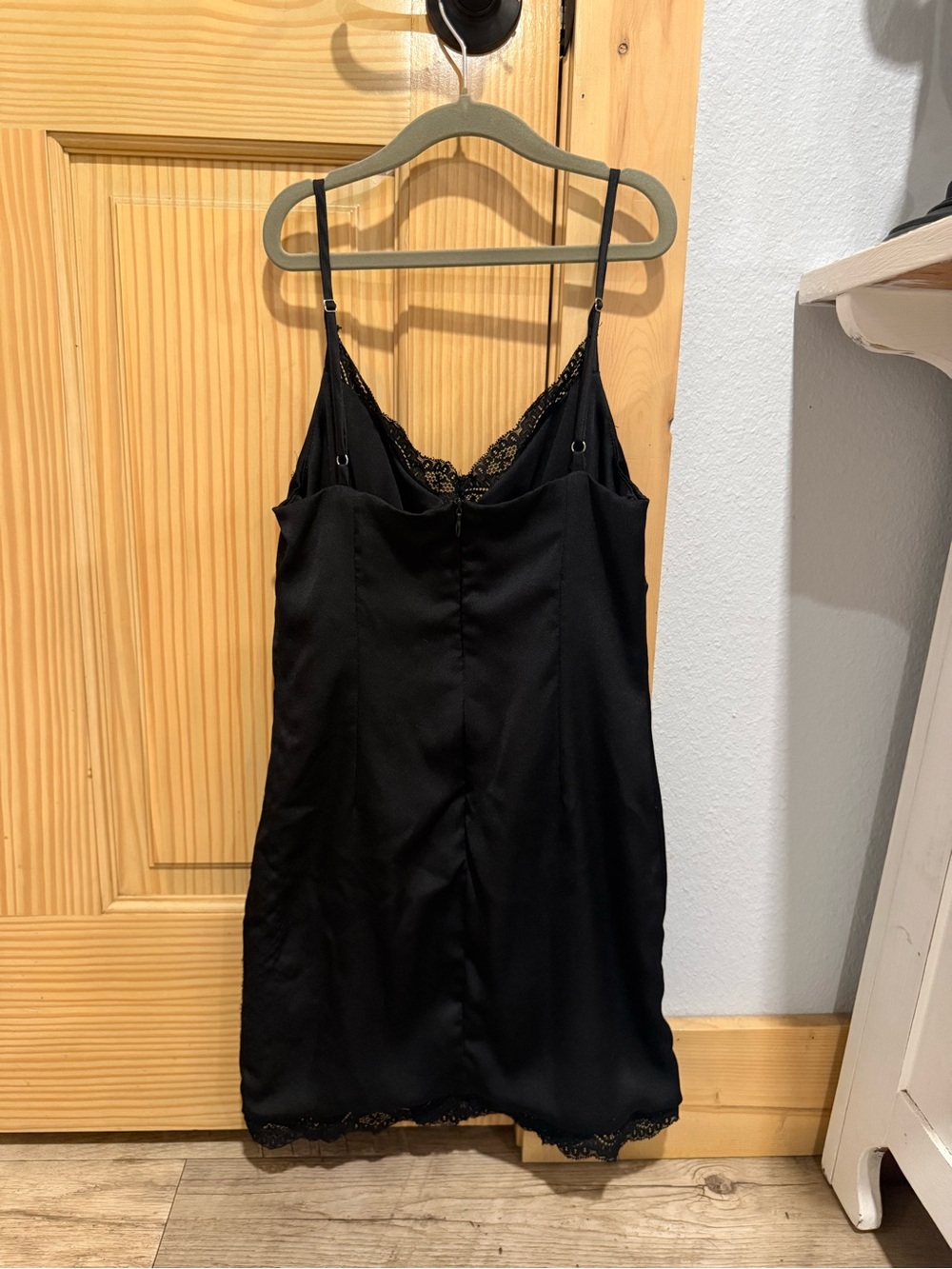 Princess Polly Black Lace-Trim Satin Mini Slip Dress - Picture 2 of 2